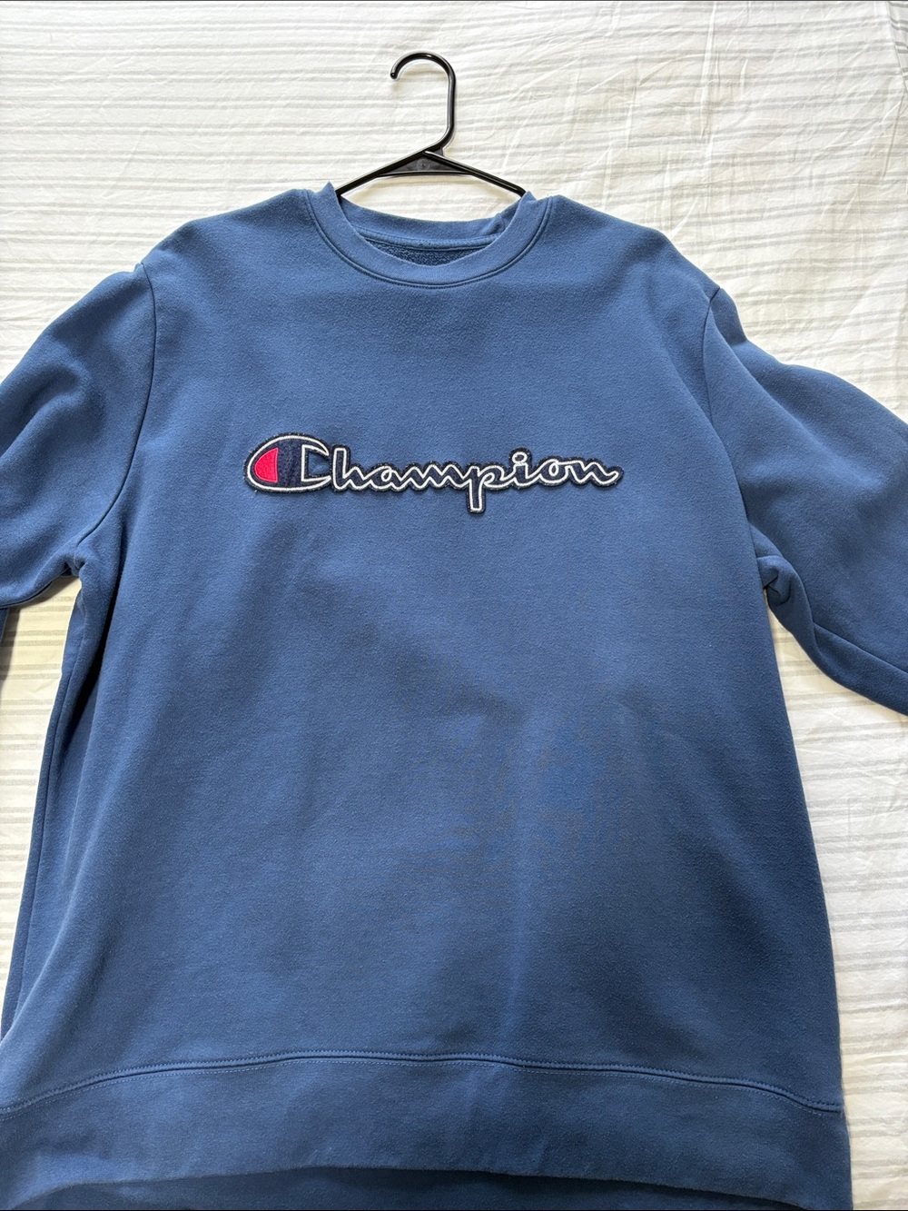 Champion Men’s Crewneck Sweatshirt in Slate Blue with Logo